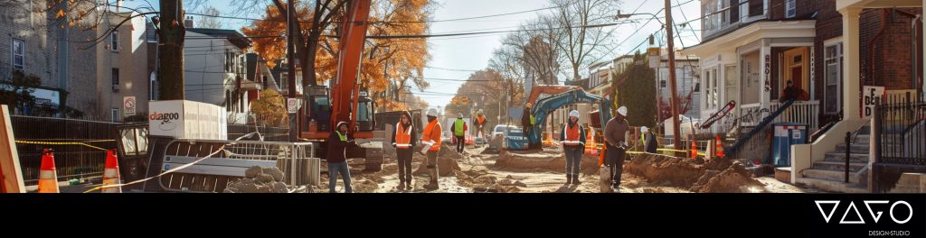 Worker reviewing construction plans without permit