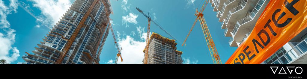 Construction site of high-rise buildings in South Florida